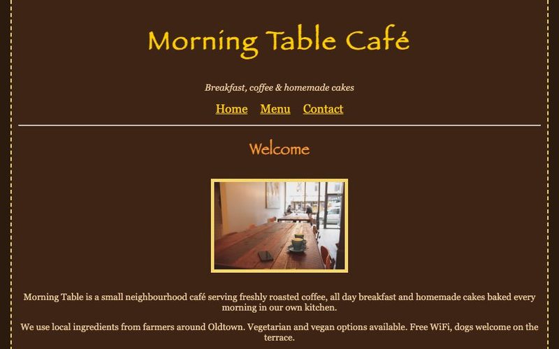 The café's old website
