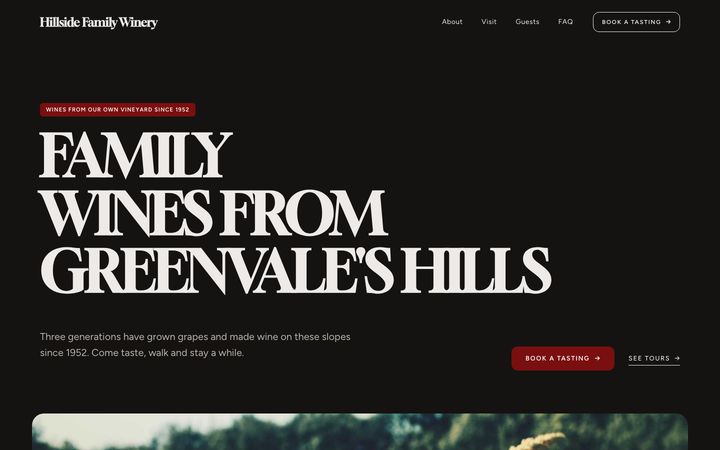 Bold style — winery website