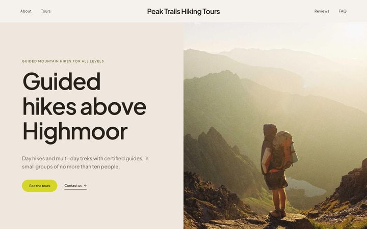 Friendly style — hiking tours website