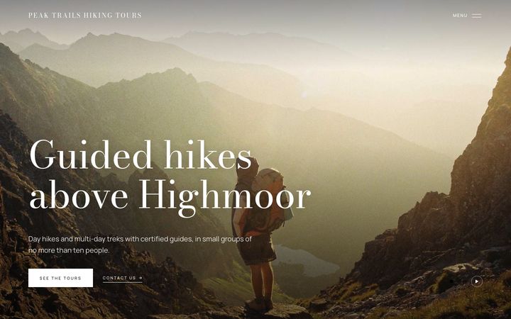 Premium style — hiking tours website